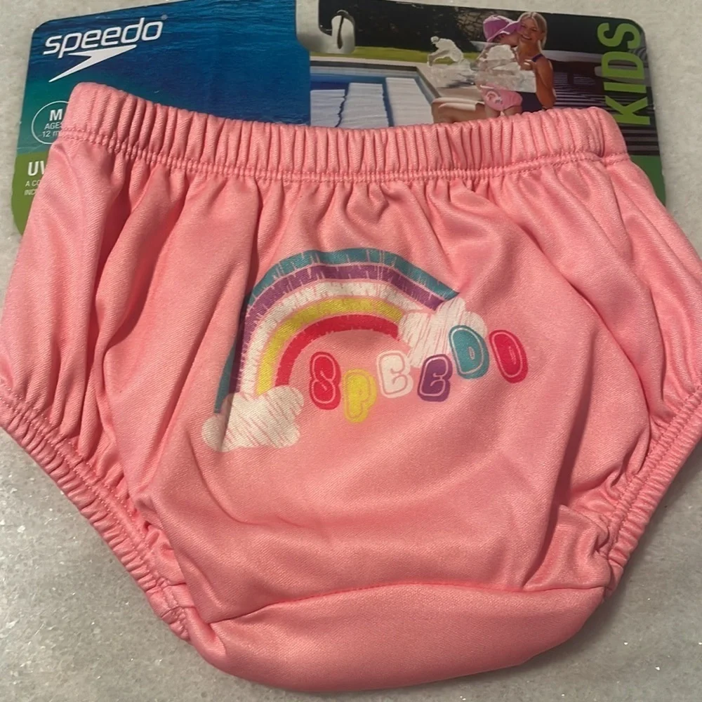 Speedo UV Swim reusable Pink water resistant Diaper with Snaps Feature new Sz M